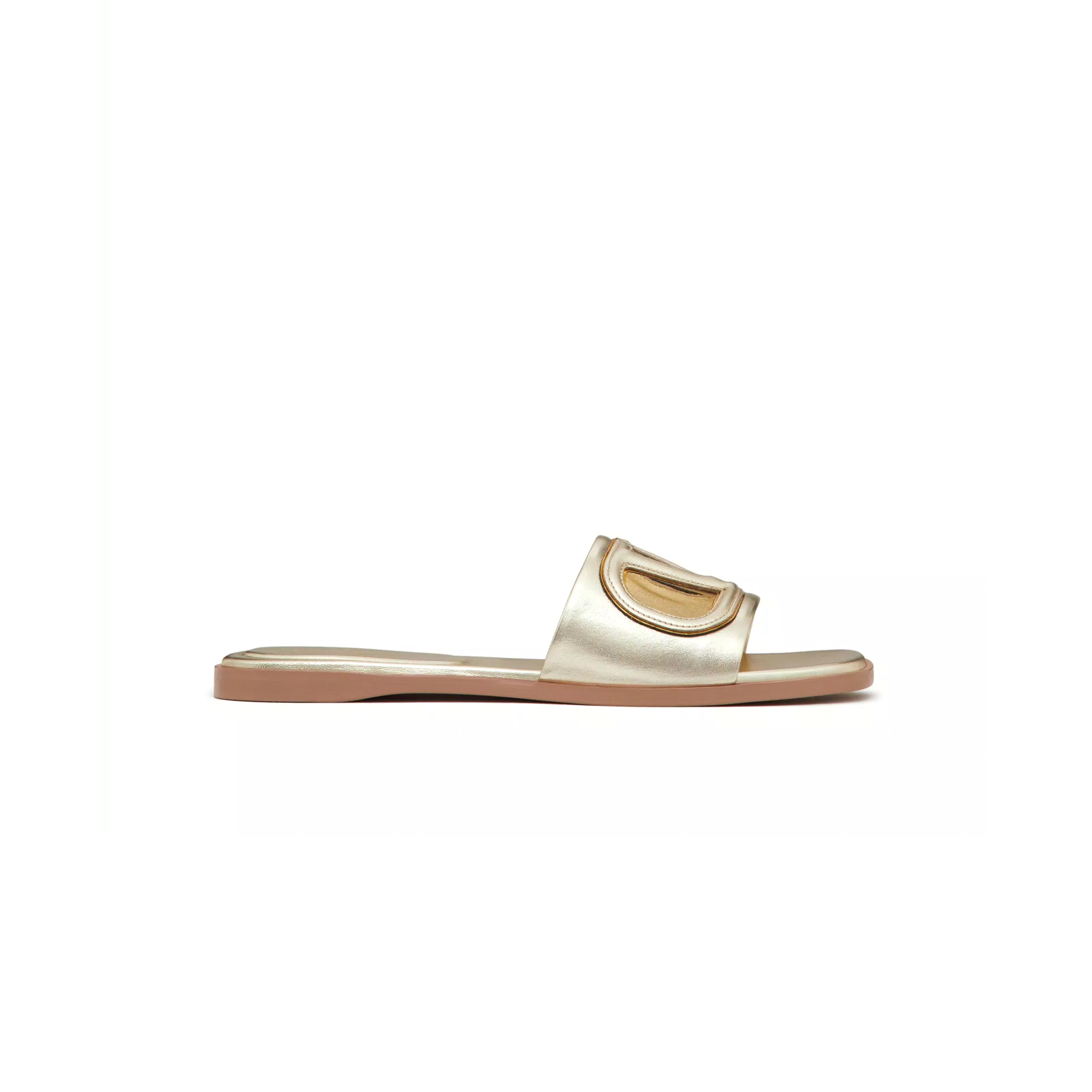 VALENTINO VLOGO CUT-OUT LAMINATED NAPPA LEATHER SLIDE SANDAL 4W2S0IB0YUW_7G0